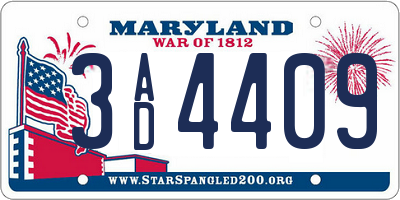 MD license plate 3AD4409