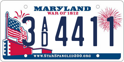 MD license plate 3AD4411