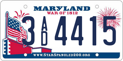 MD license plate 3AD4415