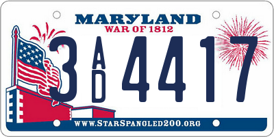 MD license plate 3AD4417