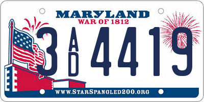 MD license plate 3AD4419