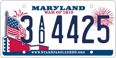 MD license plate 3AD4425