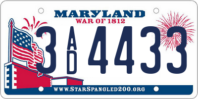 MD license plate 3AD4433