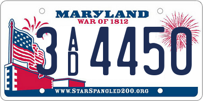 MD license plate 3AD4450