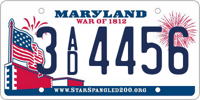 MD license plate 3AD4456