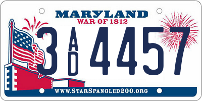 MD license plate 3AD4457