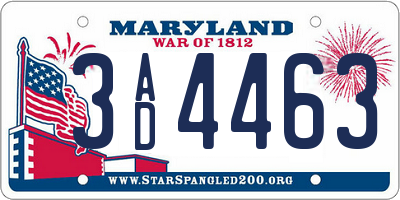 MD license plate 3AD4463