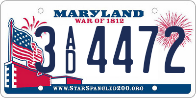 MD license plate 3AD4472
