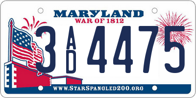 MD license plate 3AD4475