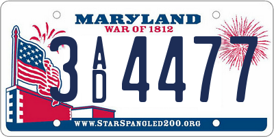 MD license plate 3AD4477