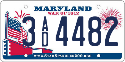 MD license plate 3AD4482