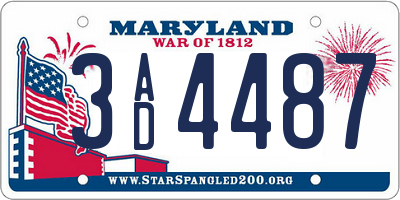 MD license plate 3AD4487