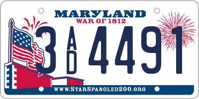 MD license plate 3AD4491