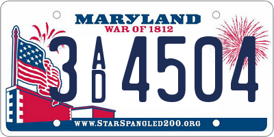 MD license plate 3AD4504