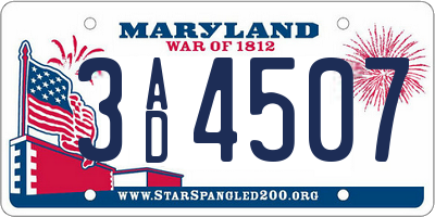 MD license plate 3AD4507
