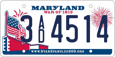 MD license plate 3AD4514