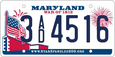 MD license plate 3AD4516