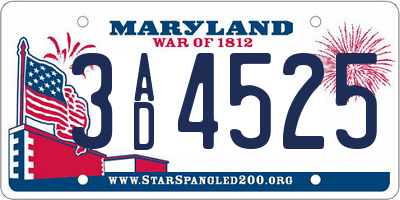 MD license plate 3AD4525
