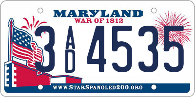 MD license plate 3AD4535