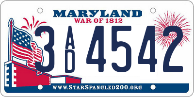 MD license plate 3AD4542