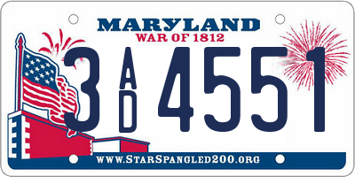 MD license plate 3AD4551