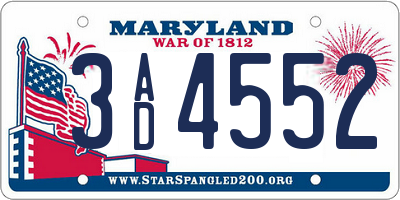 MD license plate 3AD4552