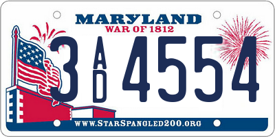 MD license plate 3AD4554