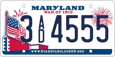 MD license plate 3AD4555