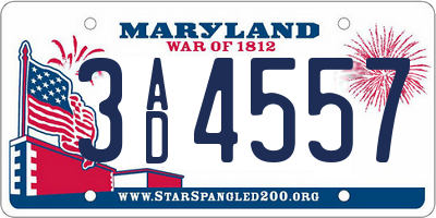 MD license plate 3AD4557