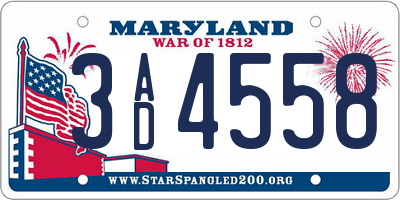 MD license plate 3AD4558