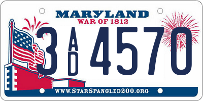 MD license plate 3AD4570