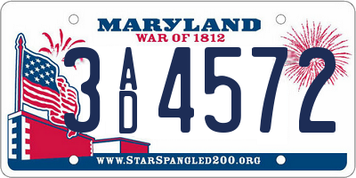 MD license plate 3AD4572