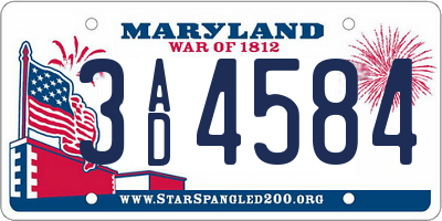 MD license plate 3AD4584