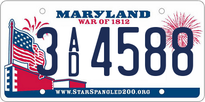 MD license plate 3AD4588