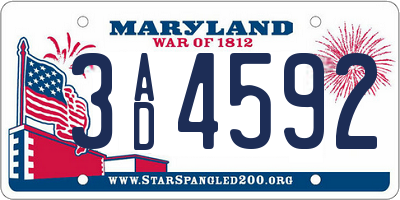 MD license plate 3AD4592
