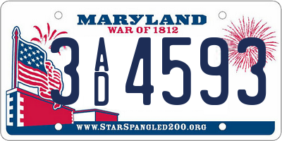 MD license plate 3AD4593