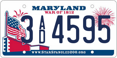 MD license plate 3AD4595