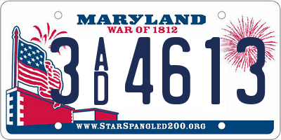 MD license plate 3AD4613