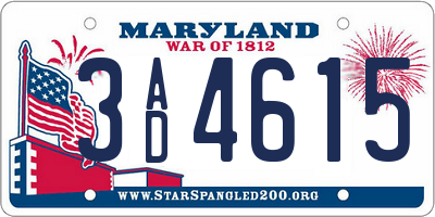 MD license plate 3AD4615