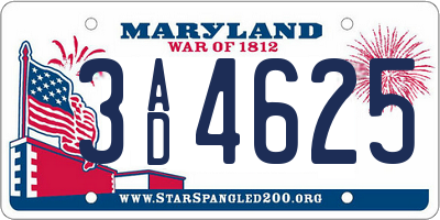 MD license plate 3AD4625
