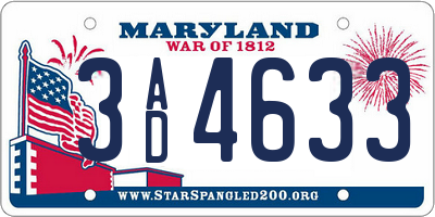 MD license plate 3AD4633