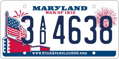 MD license plate 3AD4638