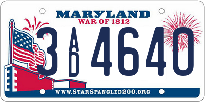 MD license plate 3AD4640