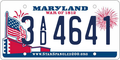 MD license plate 3AD4641