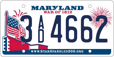 MD license plate 3AD4662