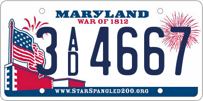 MD license plate 3AD4667