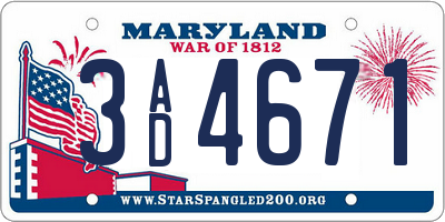 MD license plate 3AD4671