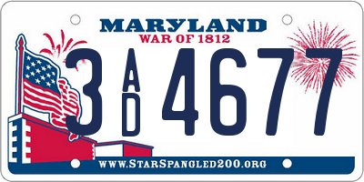 MD license plate 3AD4677