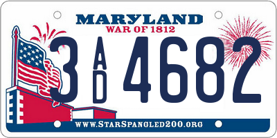 MD license plate 3AD4682