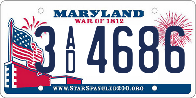 MD license plate 3AD4686